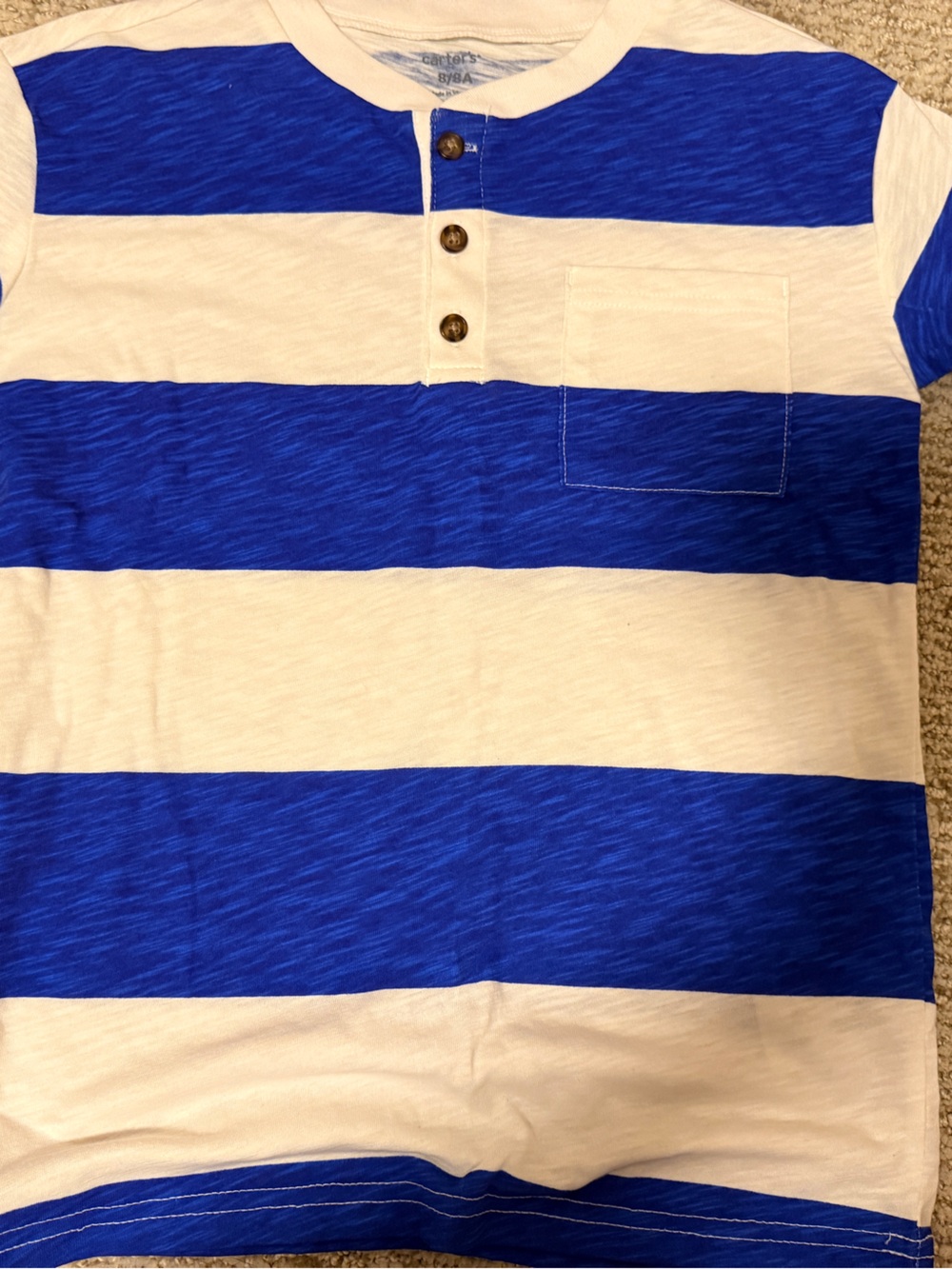 Carter's Blue & White Striped Short Sleeve Henley Tee